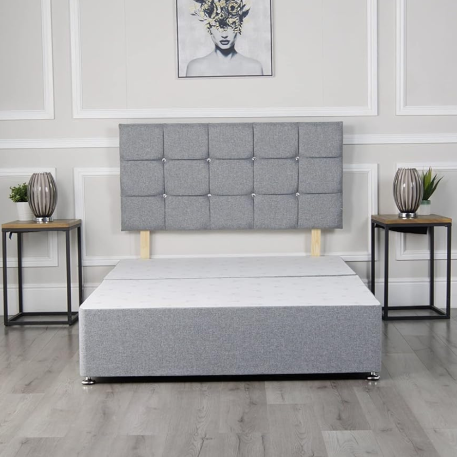 Divan Beds UK - Light Grey Suede Divan Bed