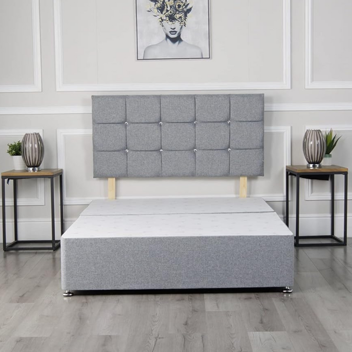 Divan Beds UK - Light Grey Suede Divan Bed