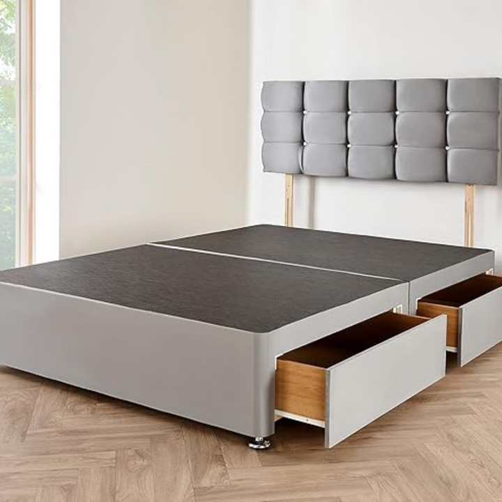 Divan Beds UK - Light Grey Suede Divan Bed Frame