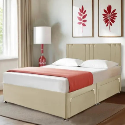 Divan Double Bed - Blue Divan Bed with Storage