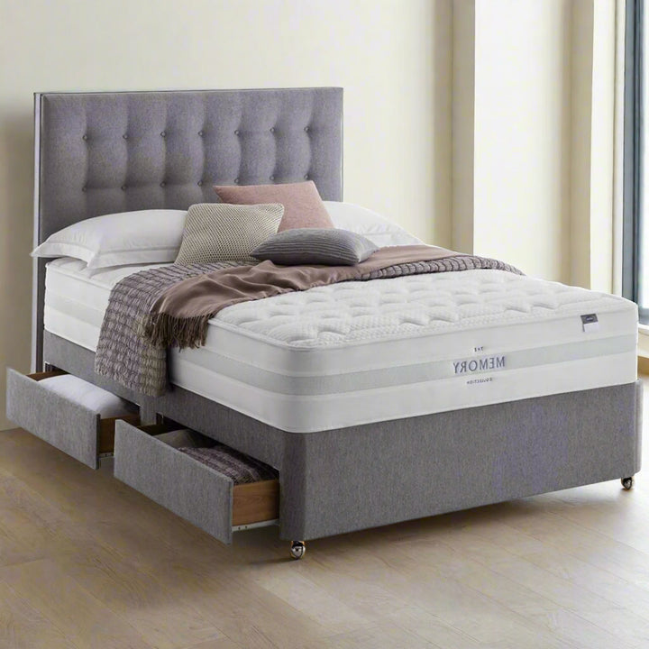 Divan Single Bed - Grey Upholstered Divan Bed