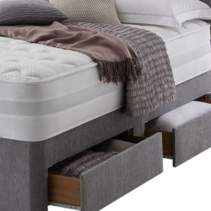 Divan Single Bed - Grey Upholstered Divan Bed With Drawers