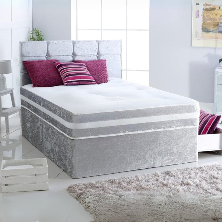 Double Divan Bed - Crushed Velvet Divan Bed