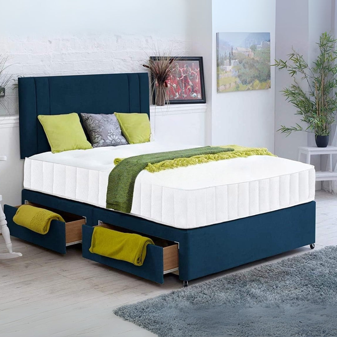 King Size Divan Ottoman Bed - Plain Velvet Divan Bed Frame