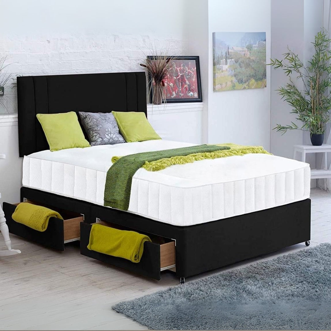 King Size Divan Ottoman Bed - Plain Velvet Divan Bed With Frame