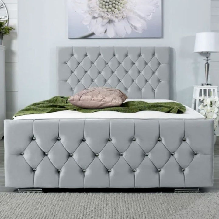 Single Divan Beds With Mattress - Louise Velvet Divan Bed Frame