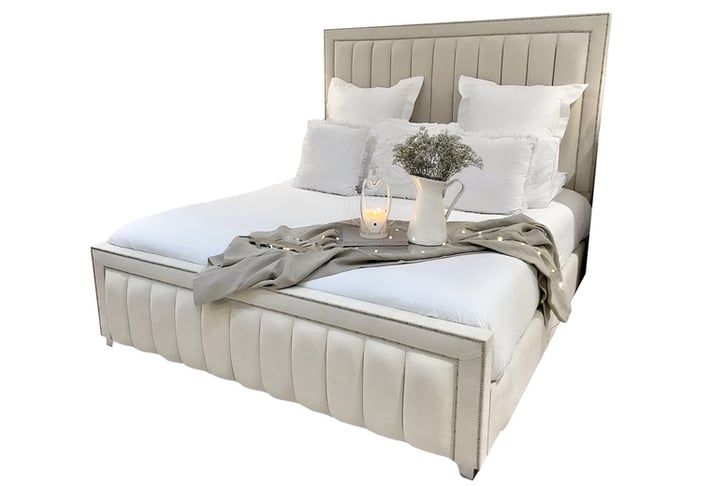 Sapphire Furniture Dior Upholstered Bed Frame With Line Panel Headboard
