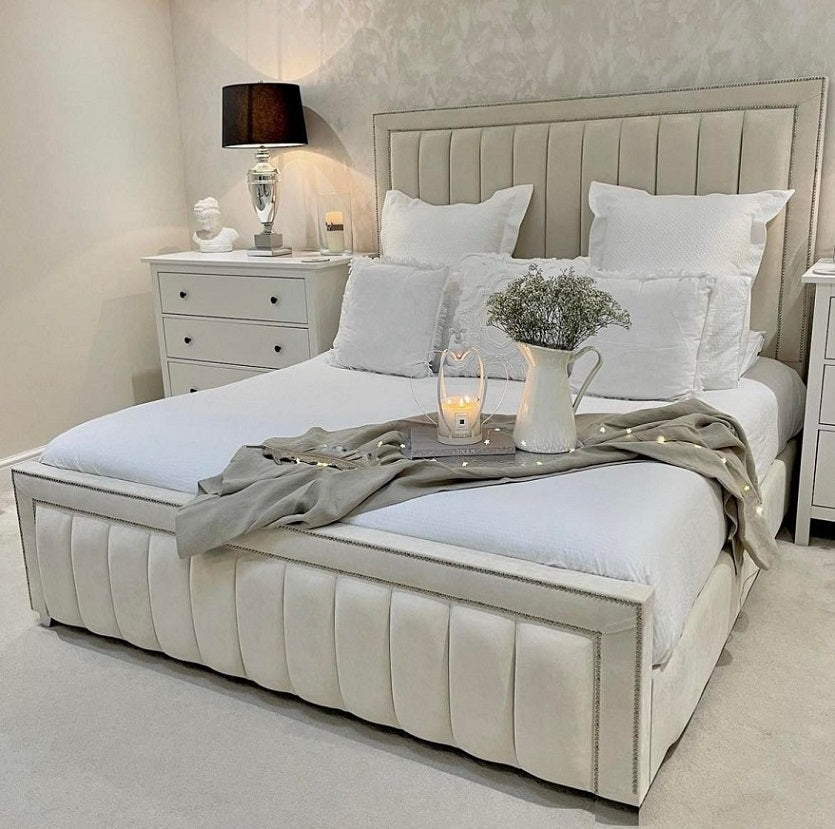 Sapphire Furniture Dior Upholstered Bed Frame With Line Panel Headboard