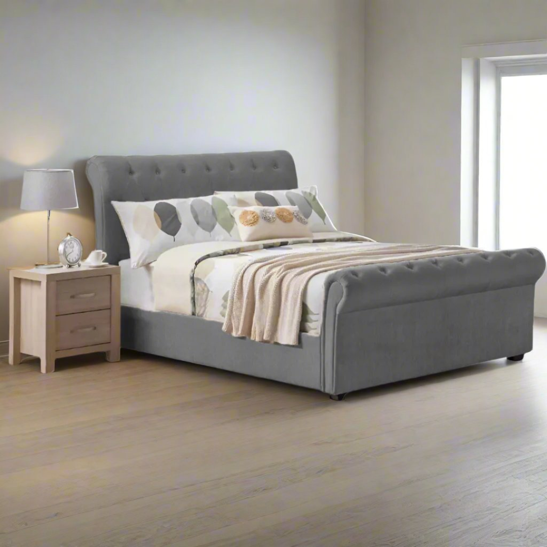 Bed Frame King - Scroll Sleigh Bed 2