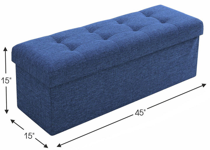 Chesterfield Blanket Box - Luxe Tufted Linen Ottoman Storage Box