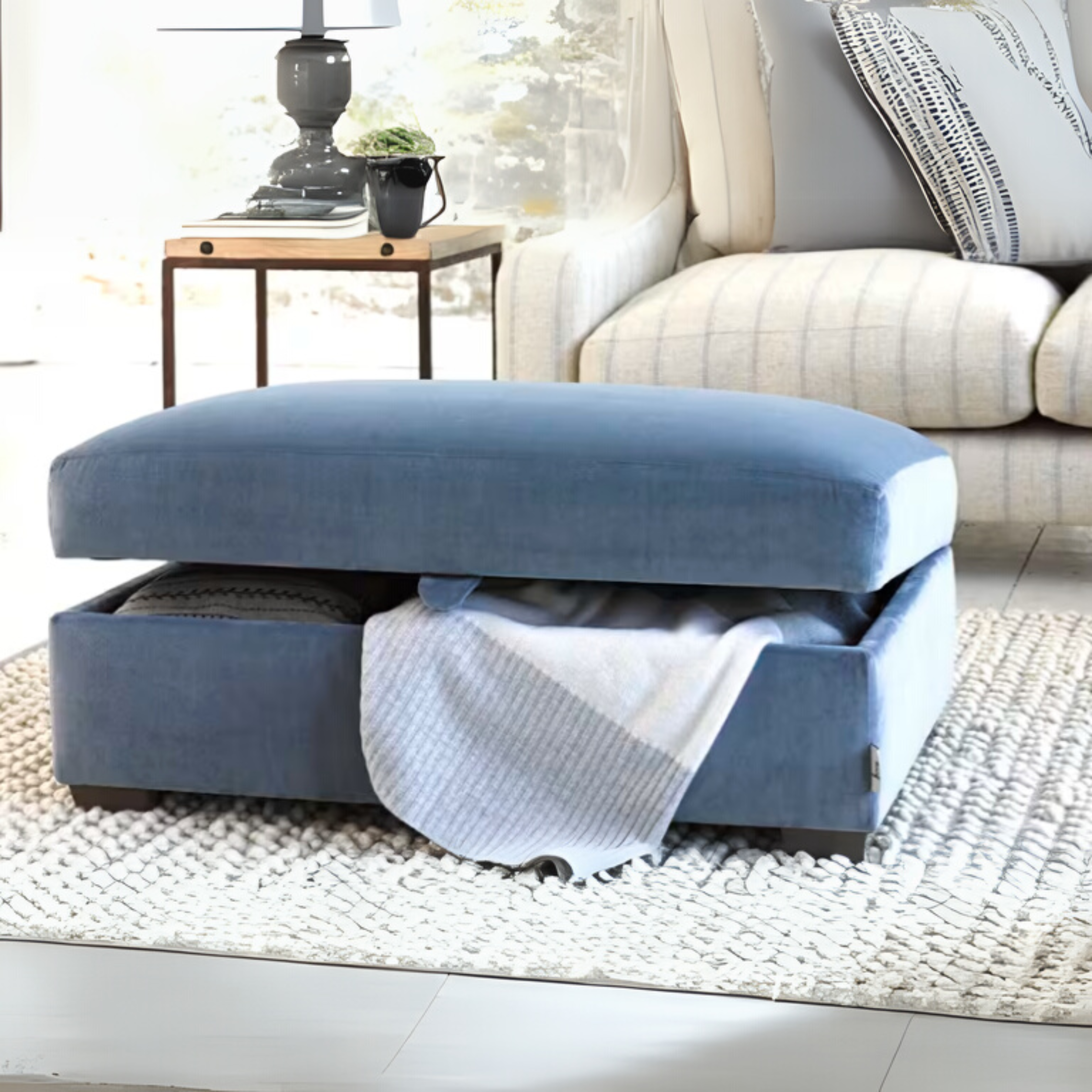 Decorative Storage Boxes - Stylish Ottoman with Hidden Storage