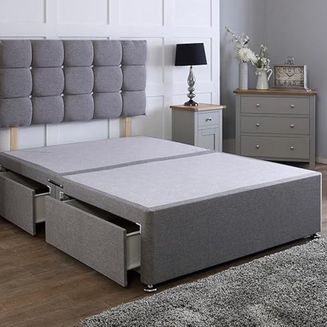 Divan Beds UK - Light Grey Suede Divan Bed Frame With Storage