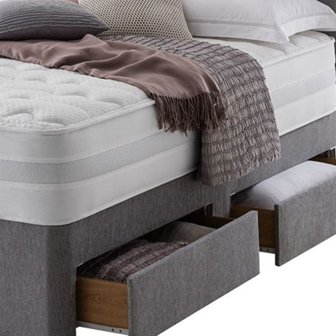 Divan Single Bed - Grey Upholstered Divan Bed With Drawers