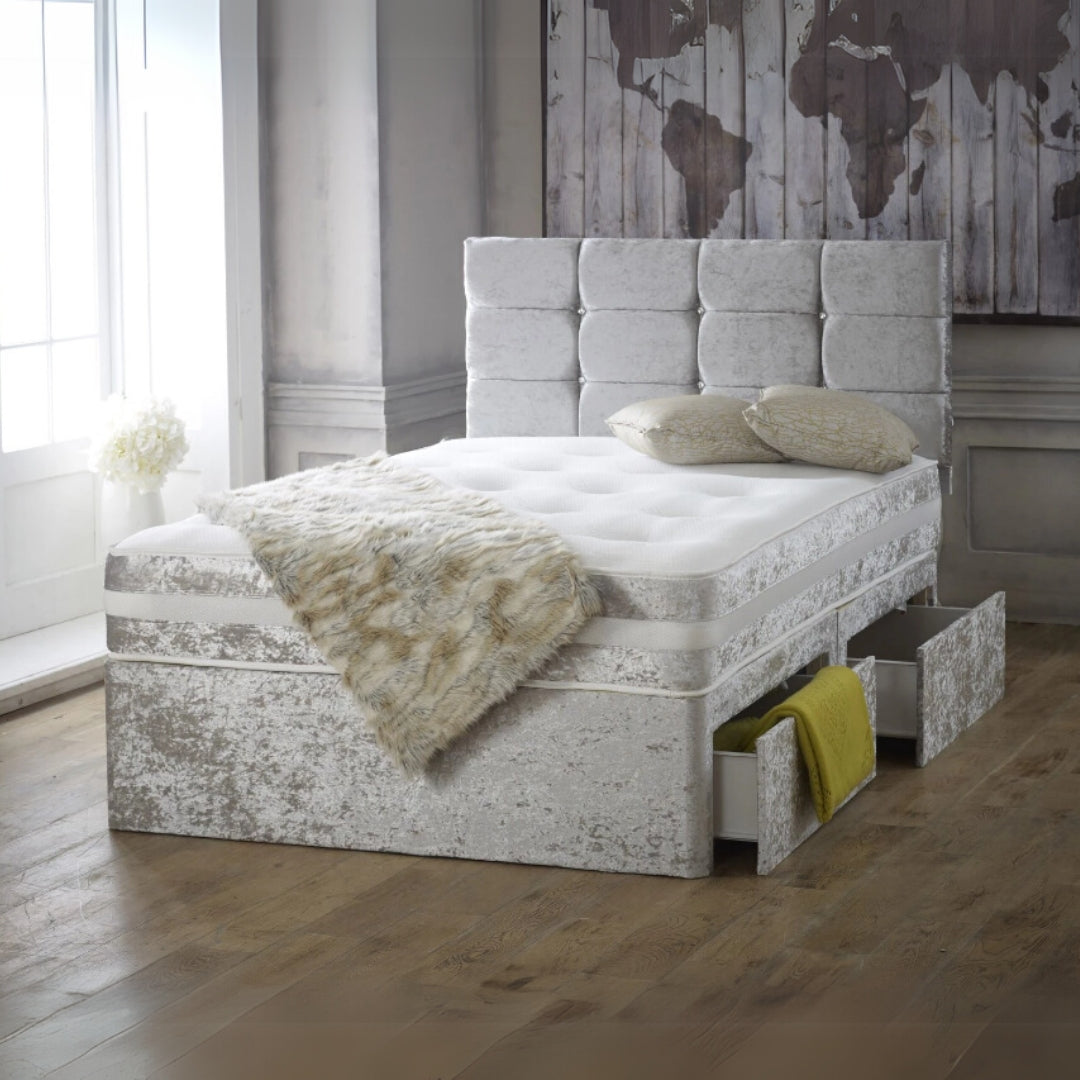 Double Divan Bed - Crushed Velvet Divan Bed With Frame