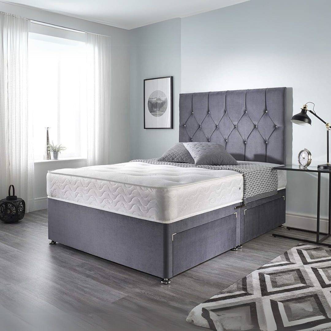 Double Divan Ottoman Bed - Grey Plush Divan Bed Frame