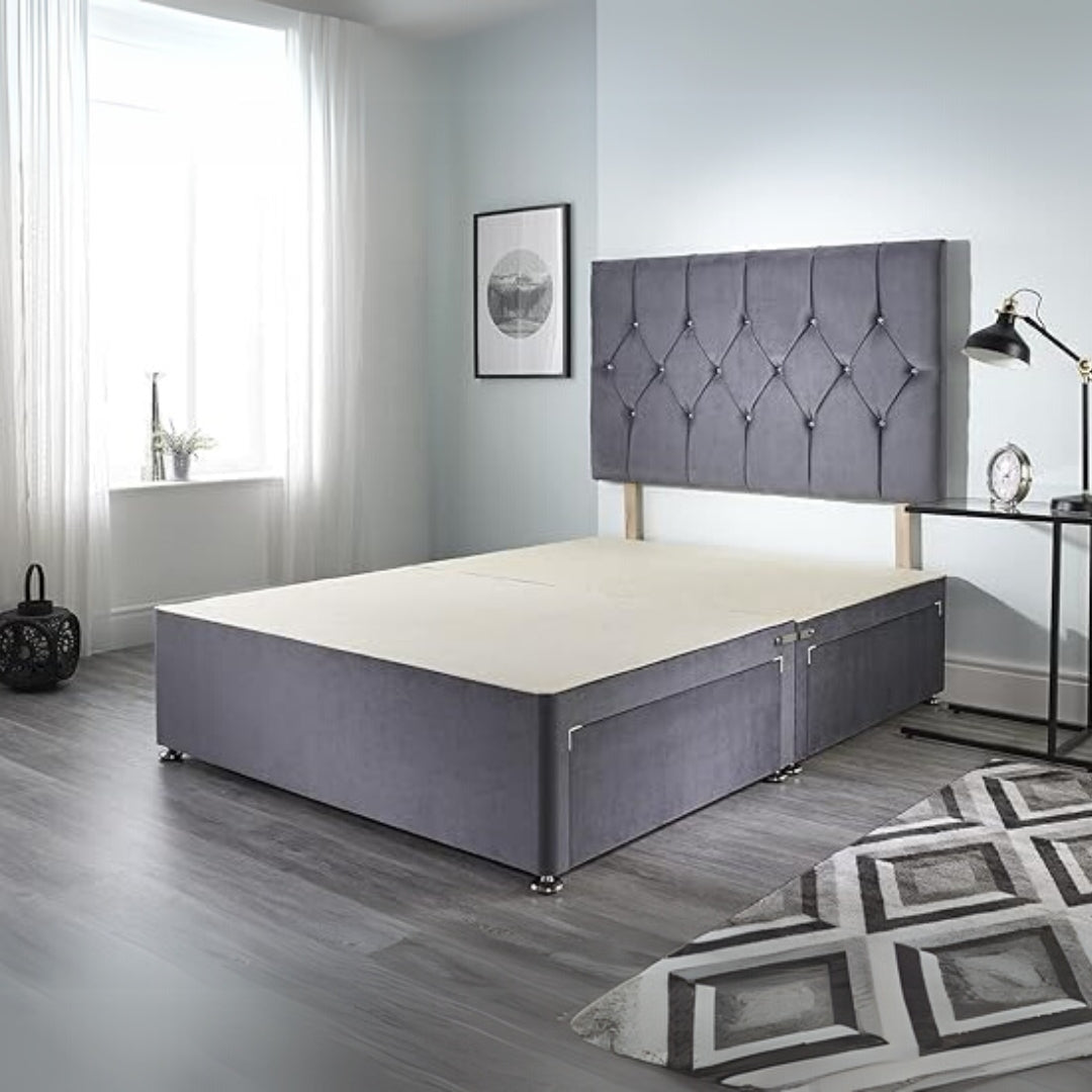 Double Divan Ottoman Bed - Grey Plush Divan Bed With Frame