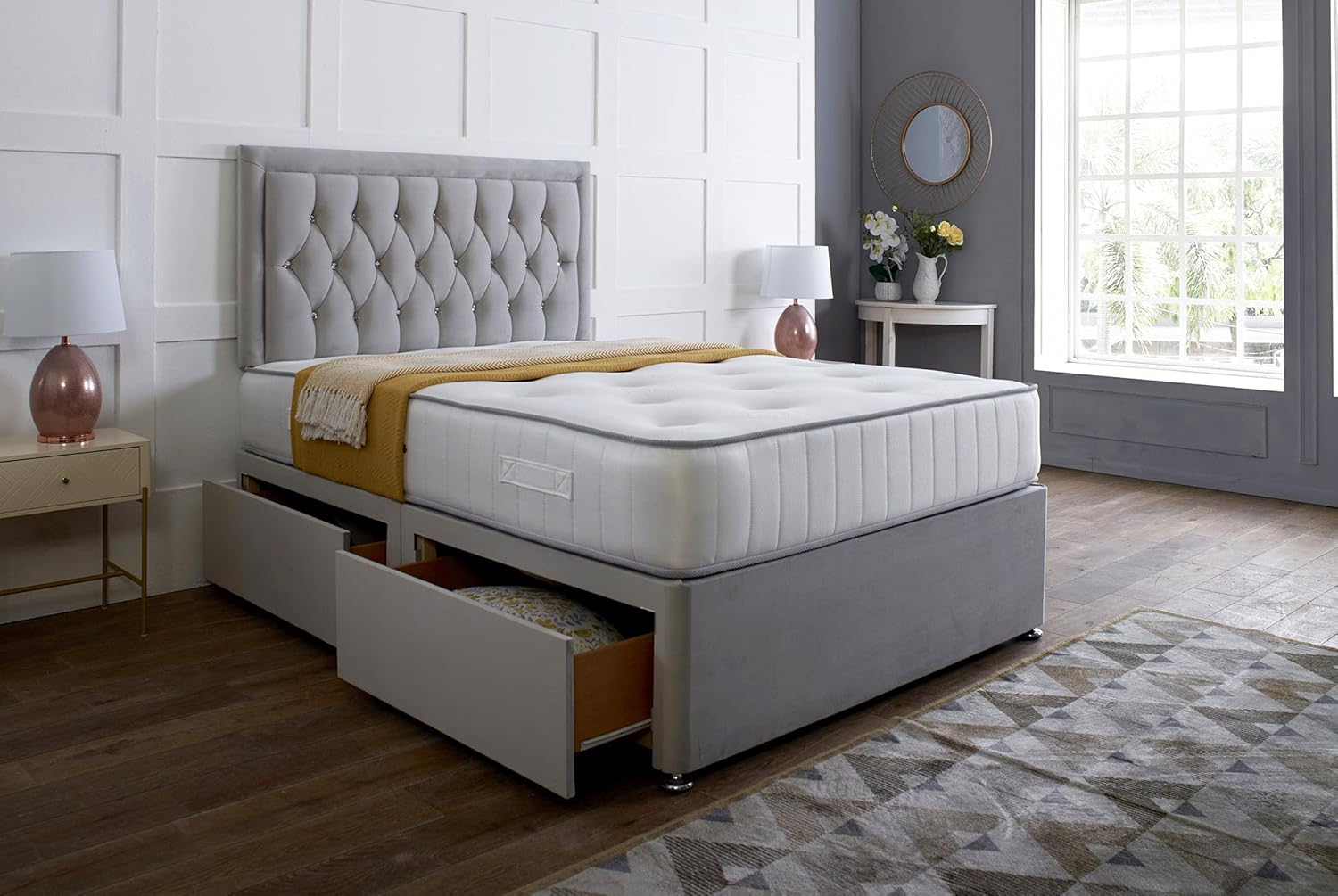 King Size Divan Bed - Luxury Divan Bed Frame and 2 Drawers