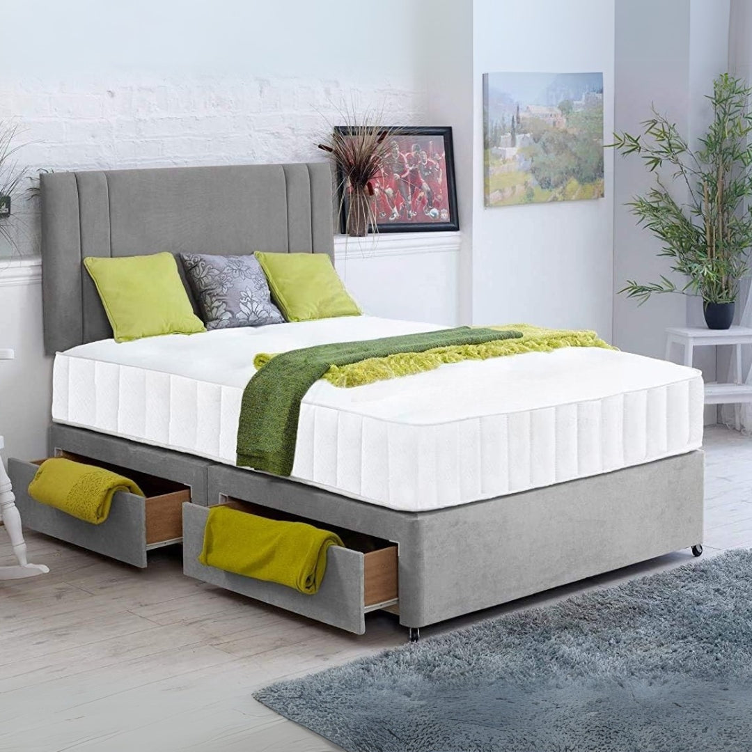 King Size Divan Ottoman Bed - Plain Velvet Divan Bed
