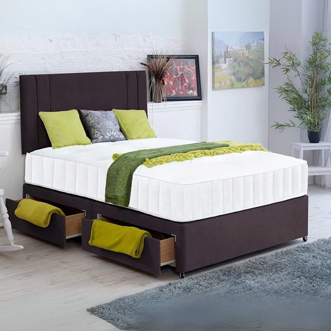 King Size Divan Ottoman Bed - Plain Velvet Divan Bed Frame With Mattress