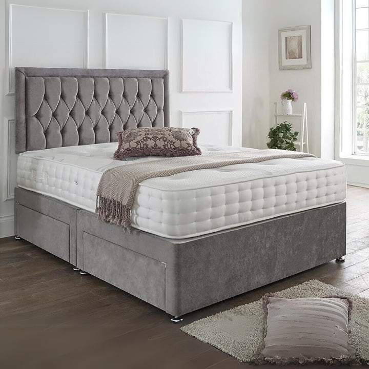 Sapphire Furniture LTD Designer Damask Memory Foam Divan Bed Set With Mattress