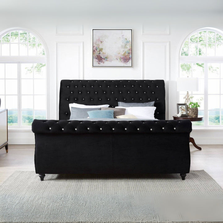 Single Bed with Storage - Sapphire Scroll Chesterfield Bed