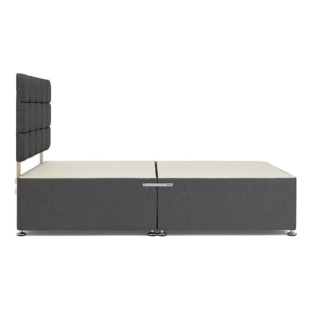 Single Divan Bed With Storage - Grey Chenille Divan Bed Frame and Mattress 