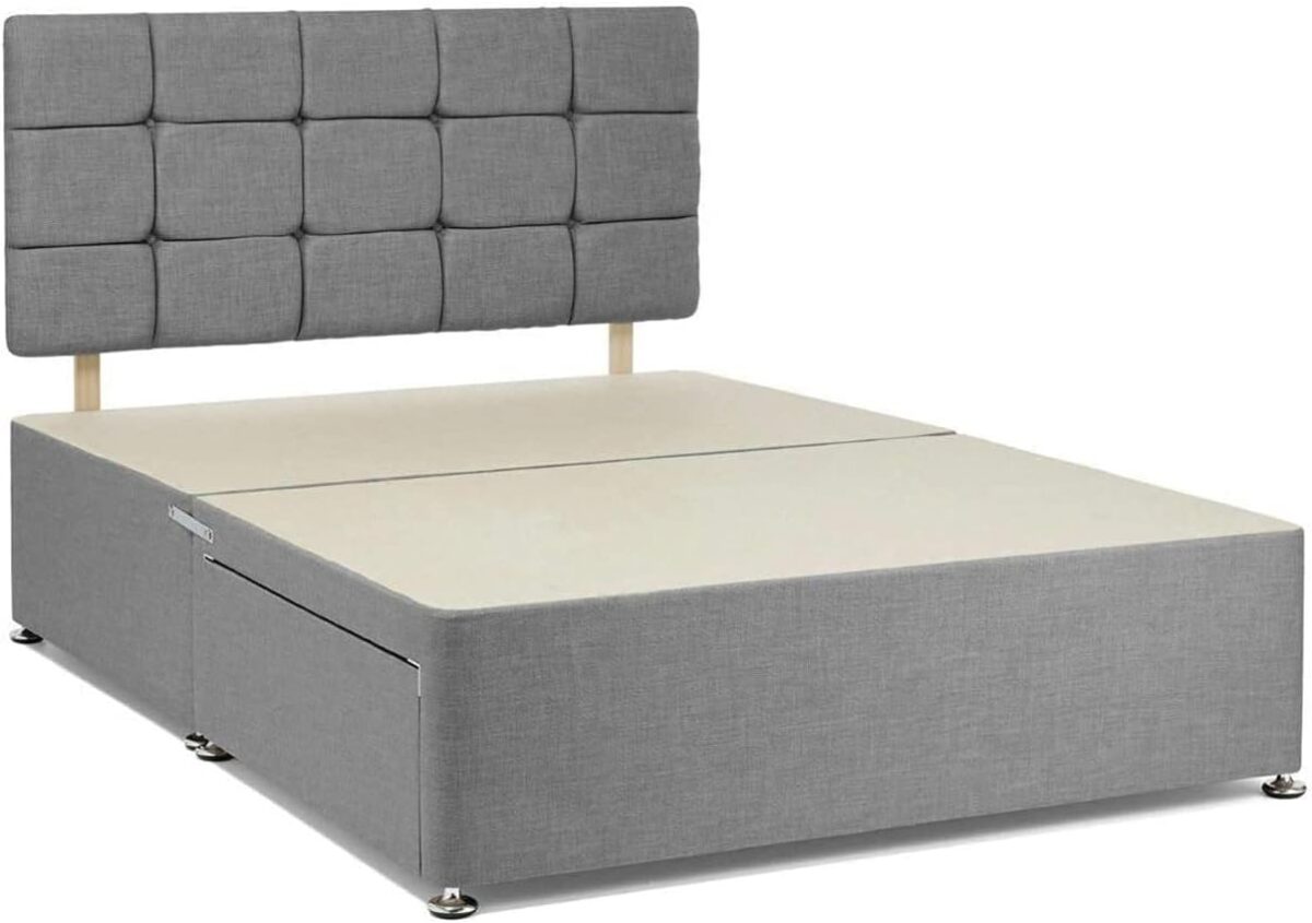 Single Divan Bed With Storage - Grey Chenille Divan Bed With Frame