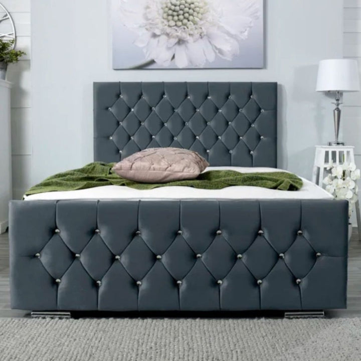 Single Divan Beds With Mattress - Louise Velvet Divan Bed