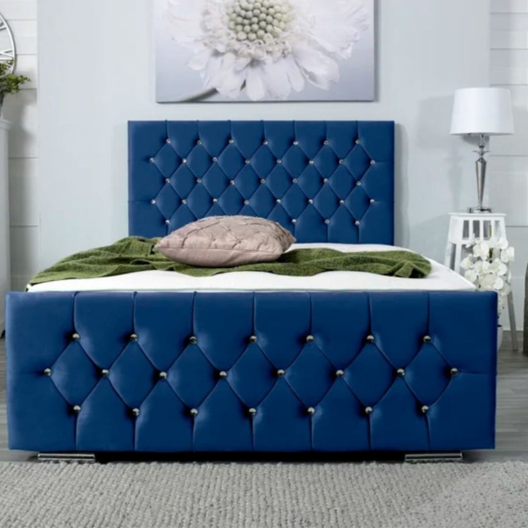 Single Divan Beds With Mattress - Louise Velvet Divan Bed With Frame