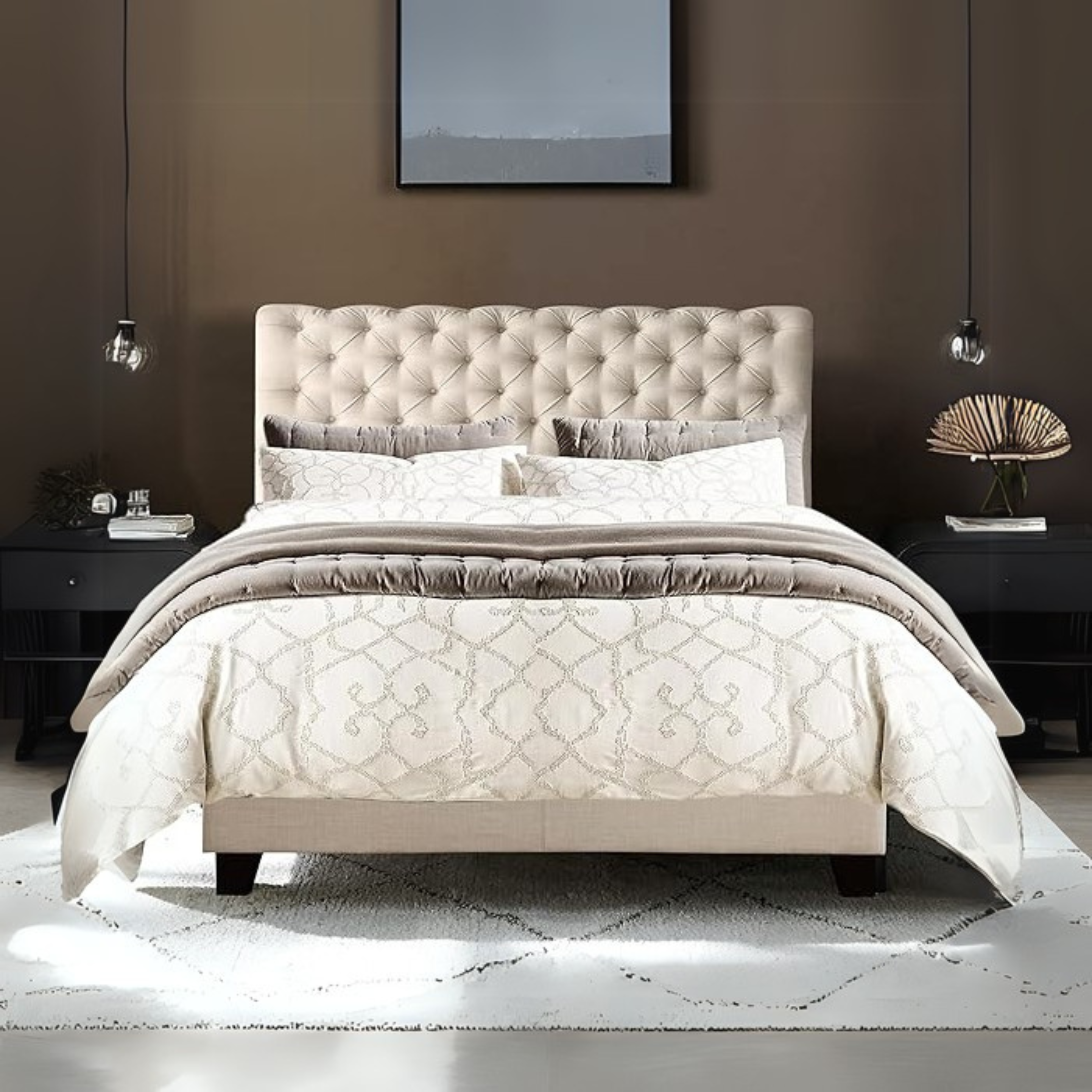 Wooden Double Bed Frame - Belmont Scroll Bed