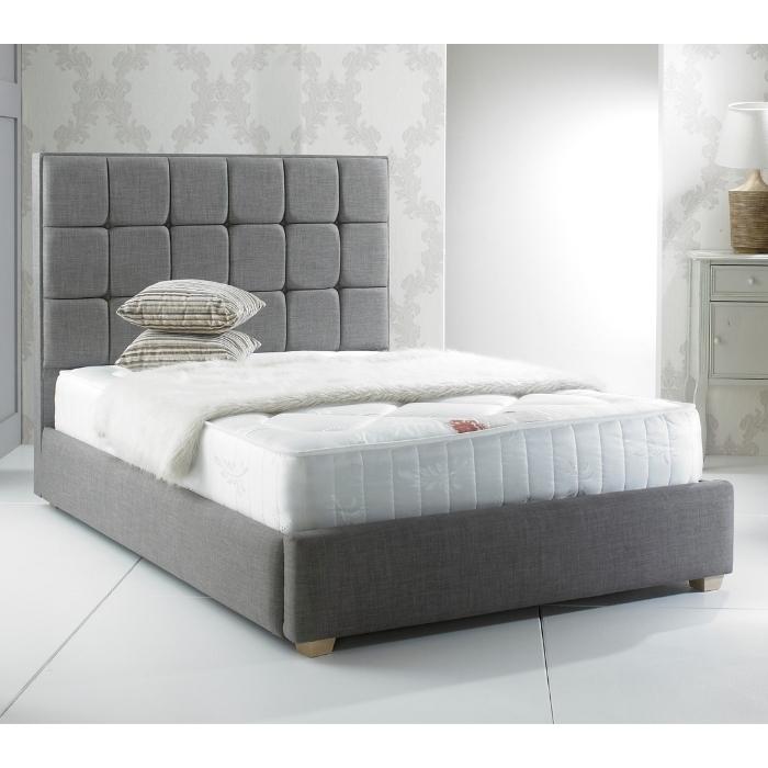 Grey Linen Bed Frame - Upholstered Sleigh Bed Frame