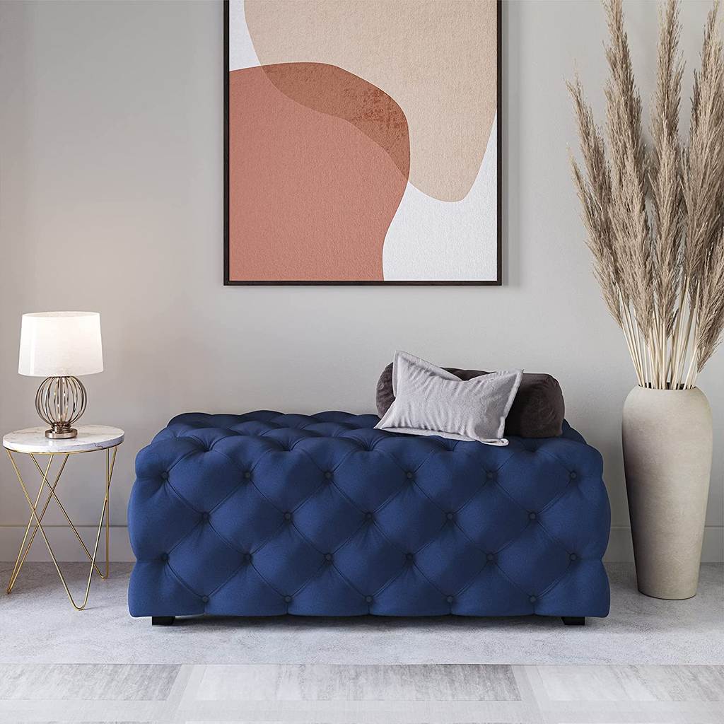 Velvet Serenity Rectangular Ottoman Storage Box