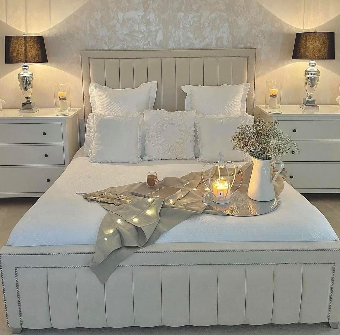 Sapphire Furniture Dior Upholstered Bed Frame With Line Panel Headboard
